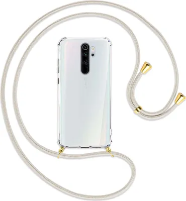 Produktbild von Handykette Backcover-Schutzhülle mit Band (Metall goldfarben) für Xiaomi Redmi Note 8 Pro - broken white