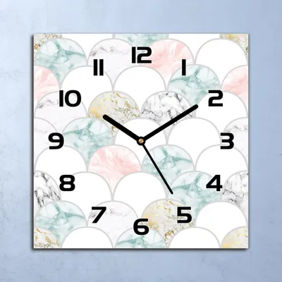 Produktbild von Wanduhr Echt-Glas-Küchenuhr Pastell Marmor Quarz Lautlos 30x30 Deko Bilder