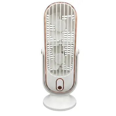 Produktbild von Mobiler Akku Tischventilator Weiss mit Dual-Rotor 5 Windstärken 360° verstellbar LED-Display wiederaufladbar Ventilator