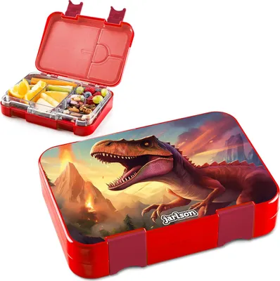 Produktbild von Lunchbox für Kinder mit Fächern - auslaufsicher - Snackbox für Kindergarten und Schule - Mädchen und Jungen - DINOSAURIER 2.0