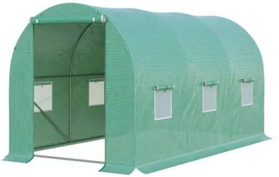 Immagine prodotto di Aiuola rialzata in plastica, aiuola per pomodori 395x195x190 cm con 6 finestre a griglia, aiuola ad arco per la coltivazione di piante e serra fredda