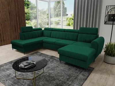 Obrázek produktu pro Sedačka na každodenní spaní do U LAKEWAY XL - zelená, pravý roh