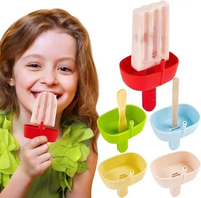 Produktbild von Silikonische Eisbecher mit Griffe für Kinder und Babys - Set aus 5 - Reinigungsfreie Eislolly-Becher & Eisbecherhalter