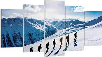 Produktbild von Bild auf Leinwand - Leinwandbild - 5 Teile - Berg Wanderung Gipfel - 160x85cm - Wand Bild - Wanddeko - Wandbilder - Leinwanddruck - Bilder - Wanddekoration - Leinwand bilder - Wandbild - EA160x85-4803