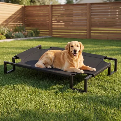 Immagine prodotto di Omgoods - Cuccia rialzata per cani di grossa taglia - Design traspirante e rinfrescante, ideale per interni ed esterni