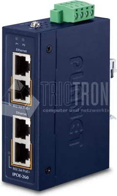 Produktbild von PLANET Industrial 2-port 10/100/1000T, Gigabit Ethernet (10/100/1000), Power over Ethernet (PoE), Wandmontage