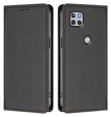Image de Étui en cuir pour Motorola Moto G 5G 2020, étui à rabat magnétique en cuirPolyuréthaneavec support, noir
