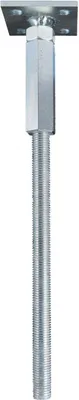 A close-up studio shot of a metal post support.