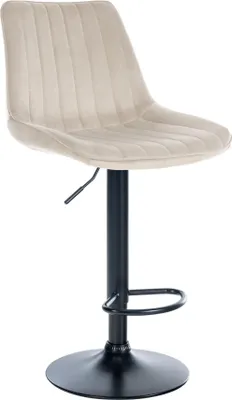 Obrázok produktu pre Moderná barová stolička SAMT - zamat, ergonomický komfort, otočná o 360° | Farba: krémová | Farba podstavca: čierna