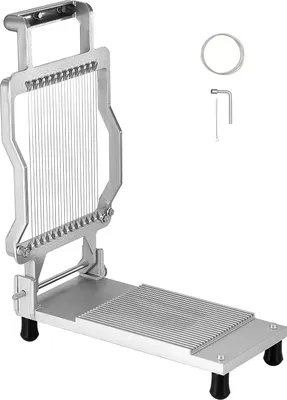 Image de SucceBuy Lame ultra-fine de 0,2 pouce, coupe-fromage en fil métallique, amovible, alliage d'aluminium, acier inoxydable 316, cuisine, 0 V, râpe à fromage, argent
