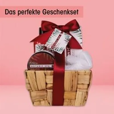 Produktbild von Geschenkset Badeset Pflegeset Wellness Damen Cherry Spa Seegraskörbchen 4-teilig