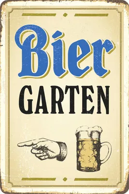Produktbild von Blechschild: Biergarten, 20 x 30 cm, Blechschilder Bierglas Bierkrug