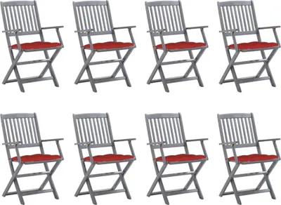 Productafbeelding van vidaXL Klapstoelen, 8 stuks, met kussens, gemaakt van massief acaciahout