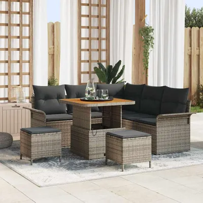Produktbild von Maison Exclusive - Gartensofa-set mit Kissen 8 pcs Grau Poly-Rattan