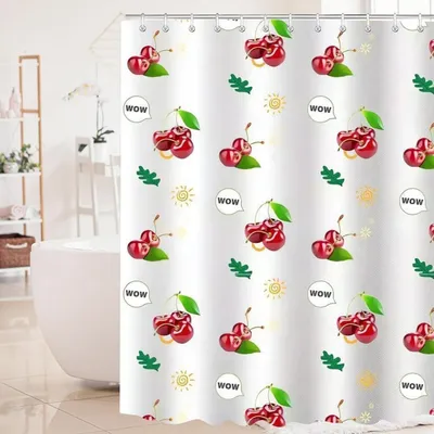 Zdjęcie produktu dla Zasłona prysznicowa cherry 150x180cm antypleśniowa, wodoodporna, zmywalna