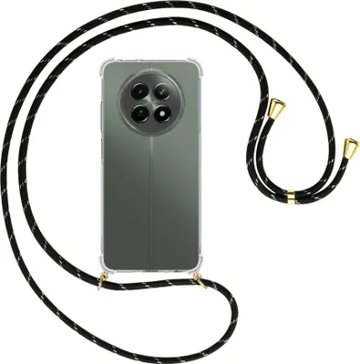 Produktbild von Handykette Backcover-Schutzhülle mit Band (Metall goldfarben) für Realme 12 5G / 12X 5G - schwarz/gold