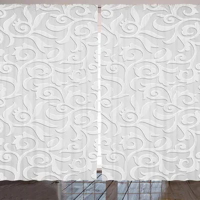 Produktbild von ARANDE Grau Gardine, Efeu Blätter Blumen Rebe Blätter Viktorianisch Kunst Illustration, 280 x 245 cm, Grau
