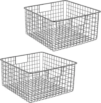 Produktbild von mDesign Allzweckkorb Drahtkorb Gitterbox Organizer Regal 2er Set Metall Grau