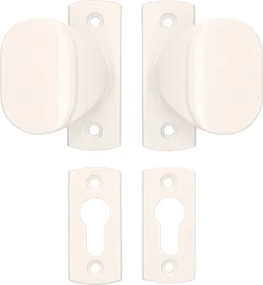 Immagine prodotto di KOTARBAU Set di 2 pomelli 65 mm bianchi con rosette per cilindri profilati per cancelli e cancelli a battente