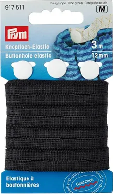 Produktbild von PRYM Knopfloch-Elastic mit 3 Knöpfen 12 mm schwarz