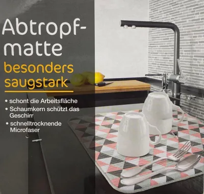 Produktbild von XL Abtropfmatte Geschirrabtropfmatte Barmatte Gläsermatte 40x45 cm Microfaser, Ausführung:Blau&Weiß&Grau