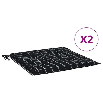 Obrázek produktu pro vidaXL Polštář na zahradní židli 2 ks Black Check 50x50x3 cm Fabric