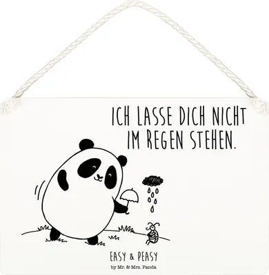 Produktbild von Mr. & Mrs. Panda Schild Panda Zusammenhalt DIN A3 - Weiß - Geschenk, wandtafel, Holzschild, Wandbild Holz, holzbild, Türschild