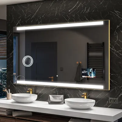 Obrázok produktu pre Artforma kúpeľňové zrkadlo SMART 100x80 cm - s LED osvetlením - LED farba studená biela 7000K - zákazková výroba - osvetlené nástenné zrkadlo osvetlené kúpeľňové zrkadlo | vypínač svetla: dotykový |SLED047