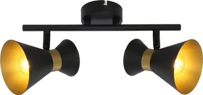 Produktbild von Deckenleuchte Breda, schwarz-gold, 2xE14, 40W, Metall, Abmessungen: 16x32x10cm, IP20, Marke: Reality