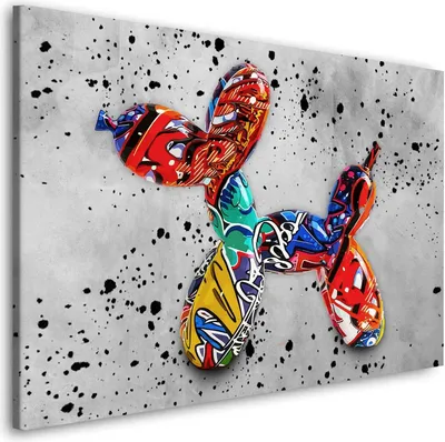 Produktbild von Wandbild Leinwandbild Balloon Dog Graffiti Street Art Kunstdruck XXL Wanddeko: 120x80x2cm