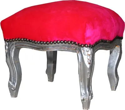 Produktbild von Casa Padrino Barock Fußhocker Pink / Silber - Antik Stil Möbel - Hocker