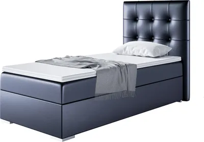 Produktbild von MEBLINI Boxspringbett mit Bettkasten - Gepolstert Einzelbett mit Matratze und Topper - Polsterbett mit Stauraum - Bett mit Kopfteil - Stauraumbett - DENIZ - 80x200 Links - H3/Dunkelgrau Kunstleder