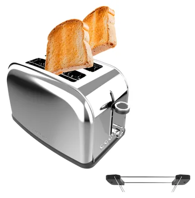 Toaster 850 W, 2 Schlitze, 3,8 cm breit, Edelstahl