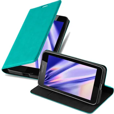 Produktbild von Cadorabo Hülle für Nokia Lumia 640 Schutz Hülle in Türkis Handyhülle Etui Case Cover Magnetverschluss