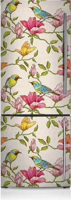 Produktbild von Dekoration Kühlschrank Aufkleber Magnete Küche Kühlschrankmagnete 60x180 cm - Blumen und Vögel.