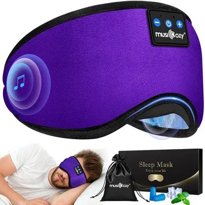 Produktbild von Blaue Schlafmaske mit Ohrhörern und Mikrofon für Seitenschläfer