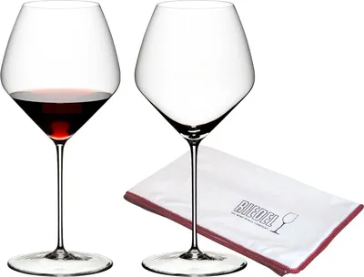 Produktbild von Riedel VELOCE Pinot Noir / Nebbiolo Weinglas 2er Set + Poliertuch