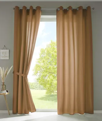 Produktbild von 2er Set Vorhänge Schal Ösen »Berlin« HxB 225x140 cm Taupe Blickdicht Microsatin Lichtdurchlässig Uni Matt 20405N2