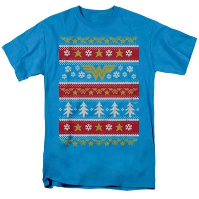 Image de T-shirt Wonder Woman, modèle unie pour hommes et femmes, design de Noël, référence TV39958 (taille L), couleur turquoise