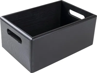 Produktbild von Creative Deco Čierna drevená prepravka na ovocie | 30x20x13cm (+/-1cm) | s držadlami | bez veka | drevená prepravka drevená prepravka drevená prepravka | na dokumenty cennosti