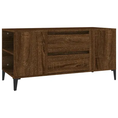 Image de vidaXL Armoire TV marron imitation chêne 102x44,5x50 cm Matériau dérivé du bois