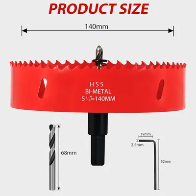 Universelle Bimetall-Lochsäge 140 mm für Holz, Kunststoff und Gipskarton