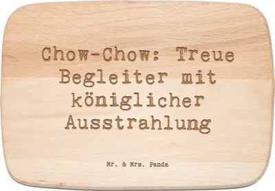 Produktbild von Mr. & Mrs. Panda Schneidebrett Spruch Chow-Chow Treue Begleiter - Transparent - Geschenk, liebeswerte Hunde, Hunderassen, Holzbrett, Pflege, Ruhe, Frühstücksbrettchen