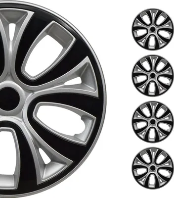 Produktbild von 4x Radblenden Radkappen Radzierblenden für 14" Zoll Stahlfelgen Silber Schwarz