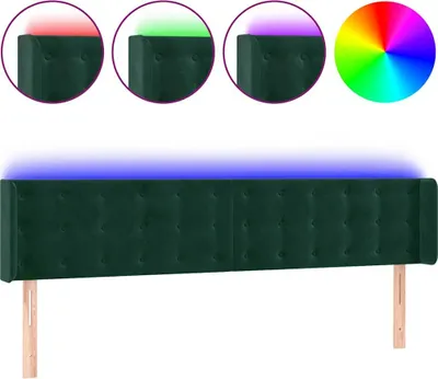 Produktbild von vidaXL LED Kopfteil Dunkelgrün 183x16x78/88 cm Samt