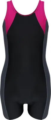 Produktbild von Aquarti Mädchen Badeanzug mit Bein Ringerrücken, Farbe: Schwarz / Graphit / Amarant, Größe: 170