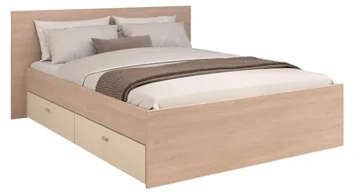 Produktbild von Bett mit 2 Schubladen – 140 x 190 cm – Natur & Beige – VELONA