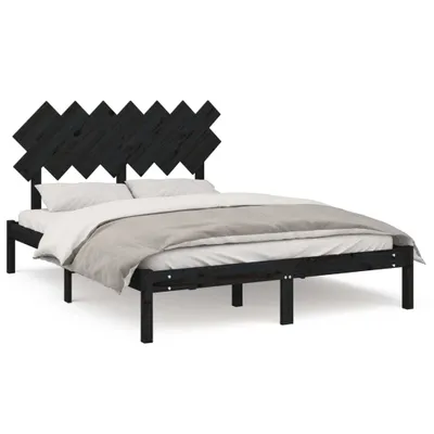 Obrázek produktu pro Rám postele černý 140 x 190 cm masivní dřevo