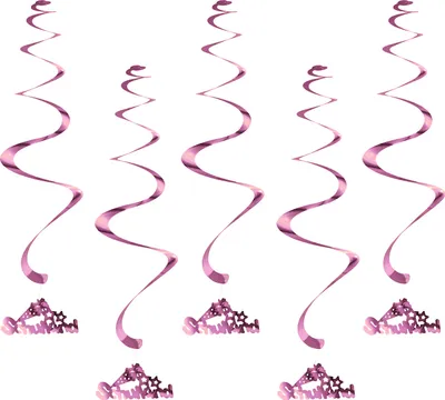 Produktbild von Oblique Unique 5x Deckenhänger Wirbel Spiral Girlande mit Schulkind Anhänger für Schuleinführung Einschulung Mädchen - rosa