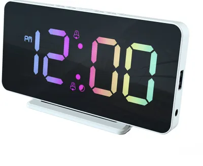 Obrázek produktu pro Caliber Caliber Slimline - Budík - Digitální hodiny - Ložnice - Dva časy buzení - Velký vícebarevný displej - USB nabíječka - Bílá (HCG024)